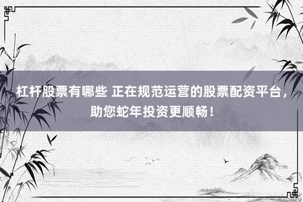 杠杆股票有哪些 正在规范运营的股票配资平台，助您蛇年投资更顺畅！